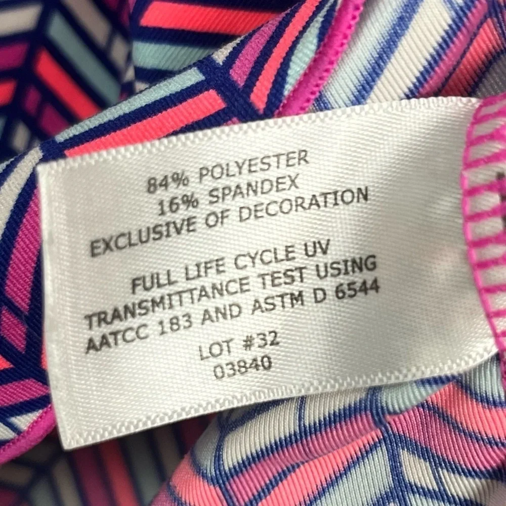 Coolibar girls pink chevron side ruched long sleeve UPF 50+ sun shirt, medium